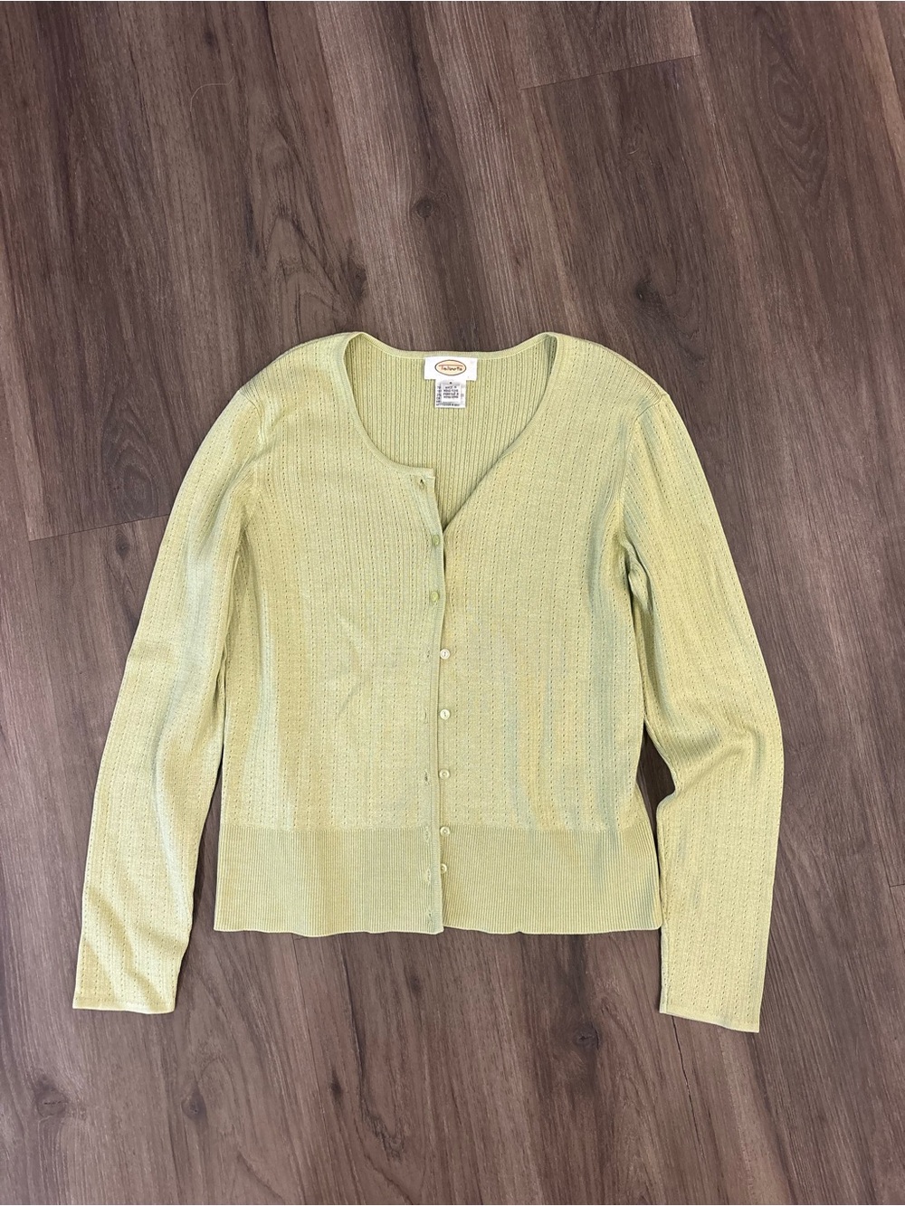 Talbots Pale Lime Button-Front Women's Cardigan